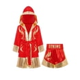 thumbnail image 1 of Haitryli Kids Boys Girls 2pcs Boxing Uniform Robe Shorts Kickboxing Muay Thai Combat Martial Arts Tracksuit Red Gold 14, 1 of 7
