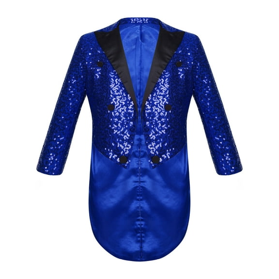 Haitryli Kids Boys Sequins Tuxedo Suit Jacket Swallowtail Tailcoat Blazer Gentleman Wedding Party Outfit Blue 10