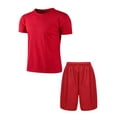 thumbnail image 1 of Haitryli Kids Boys Sport Clothing Set Basketball Shirts Tops with Mesh Shorts Kit Football Jersey Red 14-15, 1 of 6