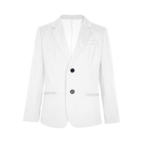Haitryli Kids Boys Suit Jacket Single Button Notch Lapel Formal Suit Blazer Gentleman Coat White 12