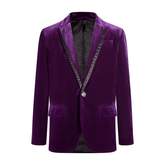 Haitryli Kids Boys Velvet Tuxedo Suit Jacket Blazer Wedding Party Coat Dance Performance Costume Dark Purple 10