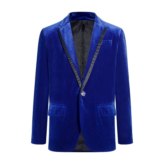 Haitryli Kids Boys Velvet Tuxedo Suit Jacket Blazer Wedding Party Coat Dance Performance Costume Royal Blue 6