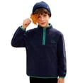 thumbnail image 1 of Haitryli Kids Boys Warm Fleece Sweatshirt Jacket Holidays Play Wear Family Gatherings Pullover Top With Pockets Navy Blue 150, 1 of 7