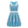 thumbnail image 1 of Haitryli Kids Cheer Outfit Hip Hop Dance Dress Sets 2 Pcs Shiny Skirt And Top Set for Stage Performance Light Blue 6-10, 1 of 7