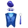 thumbnail image 1 of Haitryli Kids Girl's Boy's Jazz Disco Hip Hop Choir Dance Vest Top Waistcoat and Hat Bowtie Necktie Fancy Party Outfit Blue 10-12, 1 of 6