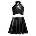 thumbnail image 1 of Haitryli Kids Girls 2 Piece Dance Outfit Sparkly Sequin Crop Top with Metallic Skirt Jazz Latin Ballroom Dancewear Black 16, 1 of 7