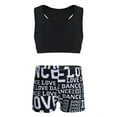 thumbnail image 1 of Haitryli Kids Girls 2 Piece Gymnastics Dance Outfits Crop Top with Booty Shorts for Black L, 1 of 5
