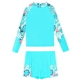 thumbnail image 1 of Haitryli Kids Girls 2 Piece Swimsuit UPF 50+ Long Sleeve Rash Guard Shirt with Swim Shorts Beach Bathing Suit Green 14, 1 of 5