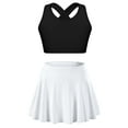 thumbnail image 1 of Haitryli Kids Girls 2 Piece Tennis Outfit Dance Crop Tank Vest and Golf Skirt Sport Skirts Set Black&White 12, 1 of 7