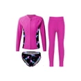 thumbnail image 1 of Haitryli Kids Girls 3Pcs Rash Guard Swimwear Set Long Sleeve Zipper Swimsuit with Swim Leggings Briefs Hot Pink 12, 1 of 7