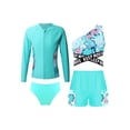 thumbnail image 1 of Haitryli Kids Girls 4Pcs Swimsuit Long Sleeve Rashguard Swim Shirt+Crop Top+Briefs+Shorts Tankini Bathing Suit Green 14, 1 of 5