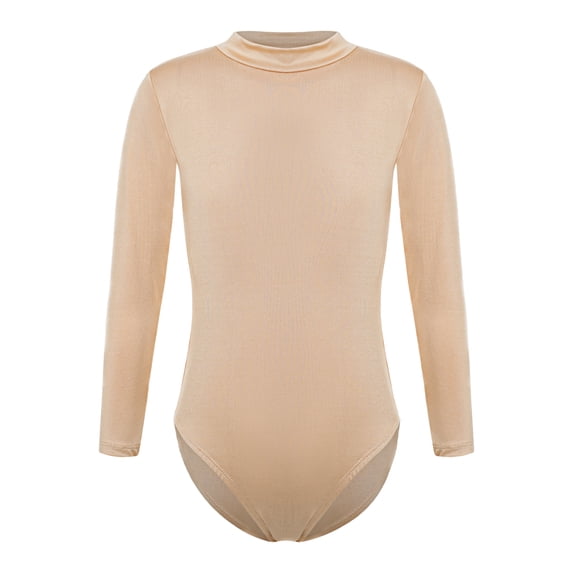 Haitryli Kids Girls Ballet Dance Leotard Fleece Lined Bodysuit Training Short Jumpsuit Turtleneck Biketard Mock Neck 11-12