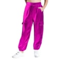 thumbnail image 1 of Haitryli Kids Girls Boys Metallic Jazz Hip Hop Dance Trousers Elastic Waist Cargo Pants Jogger Sweatpants Streetwear Purple 6, 1 of 3