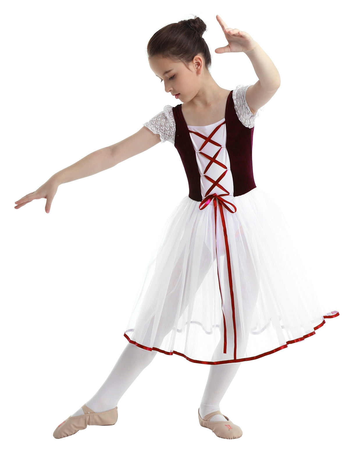Ballet Kids' Dancewear Printing Embroidery High Girls'  Performance Sleeveless Elastane Lace Tulle
