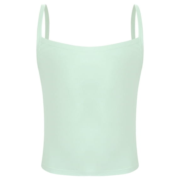 Haitryli Kids Girls Camisole Vest Spaghetti Straps Dance Tank Tops Workout Training Vest Undershirts Light Green 8-10