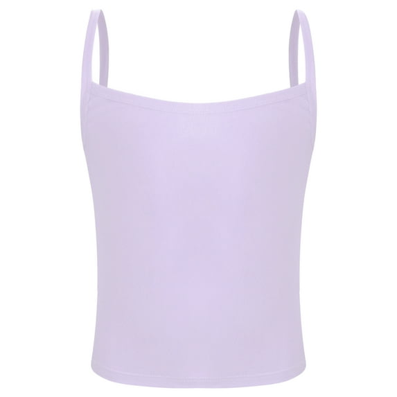 Haitryli Kids Girls Camisole Vest Spaghetti Straps Dance Tank Tops Workout Training Vest Undershirts Light Purple 8-10