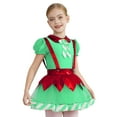 thumbnail image 1 of Haitryli Kids Girls Christmas Elf  Dress Puff Sleeve Tutu Dress Figure Skating Dance Leotard Green 14, 1 of 6