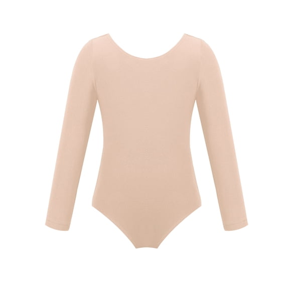 Haitryli Kids Girls Classic Long Sleeves Cotton Ballet Dance Gymnastic Leotard Athletic Unitard Apricot 4