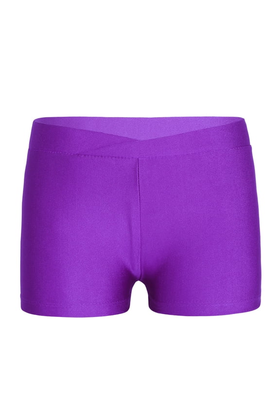 Kids Girls Dance Shorts Gymnastics Sport Booty Shorts Workout Training Biker Athletic Boyshort Purple 5-6