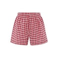 thumbnail image 1 of Haitryli Kids Girls Elastic Waist Plaid Boxer Shorts Gingham Wide Leg Mini Summer Shorts Y2K Beach Bottoms Red 5-6, 1 of 6