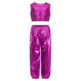 thumbnail image 1 of Haitryli Kids Girls Fashion Hip Hop Dance Outfits Costume Shiny Metallic Sleeveless Crop Top with Pants Hot Pink 2-3, 1 of 5