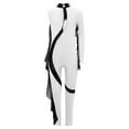 thumbnail image 1 of Haitryli Kids Girls Gymnastics Dance Bodysuit Mesh Ruffle Full Body Unitard Asymmetrical Figure Skating Jumpsuit White 6, 1 of 3