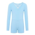 thumbnail image 1 of Haitryli Kids Girls Gymnastics Leotard Long Sleeve Ballet Dance Bodysuit Biketard Tumbling Unitard with Shorts Light Blue 6, 1 of 7