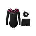 thumbnail image 1 of Haitryli Kids Girls Gymnastics Leotard Rhinestone Long Sleeve Ballet Jumpsuit Bodysuit with Shorts Hair Band Set Hot Pink 8, 1 of 5