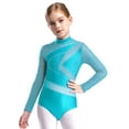 thumbnail image 1 of Haitryli Kids Girls Gymnastics Leotard Tumbling Dance Sparkly Active Biketard Long Sleeve Unitard One Piece Blue Green 8, 1 of 5