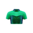 thumbnail image 1 of Haitryli Kids Girls Gymnastics T-Shirt Lyrical Ballet Dance Crop Tops Mesh Patchwork Jazz Hip Hop Dancewear Turquoise 12, 1 of 5
