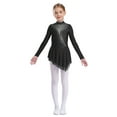 thumbnail image 1 of Haitryli Kids Girls Gymnastics Wrap Skirt Mesh Splice Ballet Tutu Dress Leotard Figure Ice Skating Costume Black 12, 1 of 5