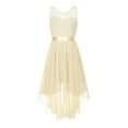 thumbnail image 1 of Haitryli Kids Girls Hi-Low Chiffon Flower Dress Sleeveless Lace Wedding Dance Prom Gown Champagne 12, 1 of 7