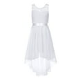 thumbnail image 1 of Haitryli Kids Girls Hi-Low Chiffon Flower Dress Sleeveless Lace Wedding Dance Prom Gown White 14, 1 of 7