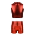 thumbnail image 1 of Haitryli Kids Girls Hip Hop Dance Outfit Turtleneck Crop Tank Top with Sparkly Gymnastics Shorts Set Red 14, 1 of 5