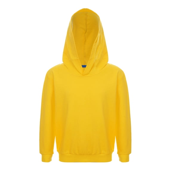Haitryli Kids Girls Hooded Pullover Long Sleeve Solid Cotton Casual Hoodies Sweatshirts 3-12 Yeras Yellow 130