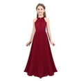 thumbnail image 1 of Haitryli Kids Girls Lace Party Long Dress Halter Evening Pageant Wedding Bridesmaid Dress Prom Gown Burgundy 16, 1 of 6