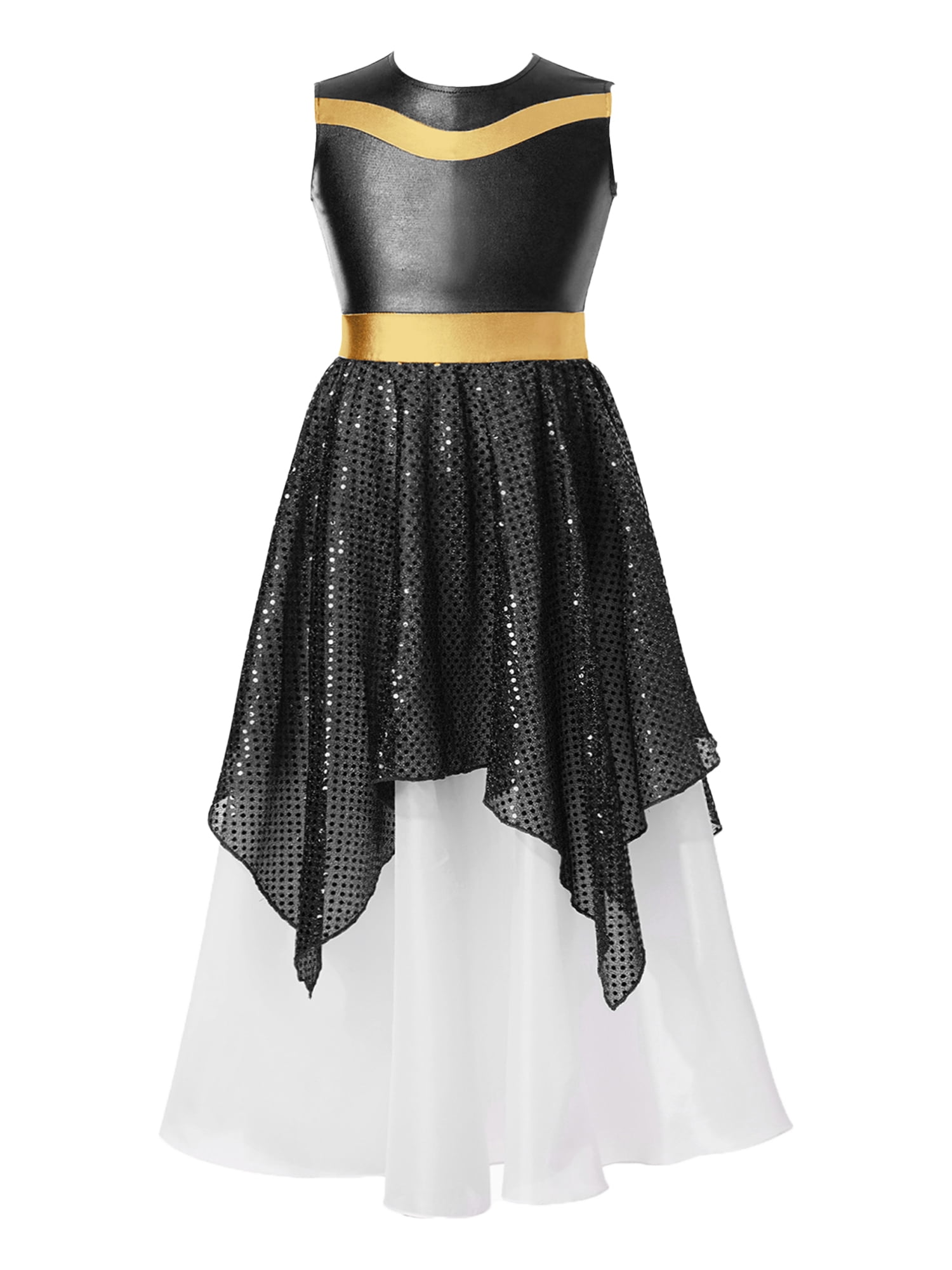 Dress For Church Girls Praise Dance Dress – Long Sleeve High Neck Liturgical Worship Performances Kids Dresser