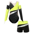 thumbnail image 1 of Haitryli Kids Girls Long Sleeve Gymnastic Leotard with Short Set Skating Dance Outfits Tracksuit Yellow 10, 1 of 7