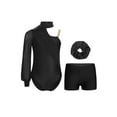 thumbnail image 1 of Haitryli Kids Girls Long Sleeve Gymnastics Leotard Ballet Dance Jumpsuit with Shorts and Hair Scrunchies Set Black 14, 1 of 5