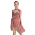 thumbnail image 1 of Haitryli Kids Girls Long Sleeve Lyrical Dance Dress Shiny Rhinestones Leotard with Wrap Skirt Ice Skating Dress Dusty Pink 14, 1 of 5