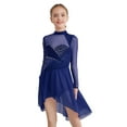 thumbnail image 1 of Haitryli Kids Girls Long Sleeve Lyrical Dance Dress Shiny Rhinestones Leotard with Wrap Skirt Ice Skating Dress Navy Blue 16, 1 of 5
