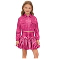 thumbnail image 1 of Haitryli Kids Girls Metallic Dance Outfits Shiny Cropped Jacket with Bubble Skirt Set Hip Hop Jazz Clothes Dancewear Hot Pink 16, 1 of 7
