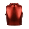 thumbnail image 1 of Haitryli Kids Girls Metallic Mock Neck Dance Crop Tops Athletic Vest Hip Hop Jazz Latin Costume Dancewear Red 14, 1 of 5