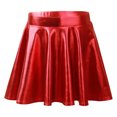 thumbnail image 1 of Haitryli Kids Girls Mini Skirt Metallic Pleated Flared Skater Dance Skirt Costume Cheering Dancewear Red 8, 1 of 5