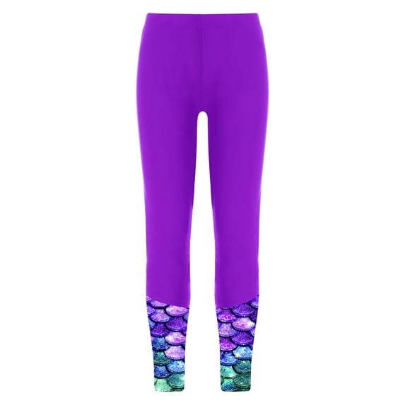 Haitryli Kids Girls Printed Swim Pants UPF50+ Sun Protection Rash Guard Surfing Swimming Leggings Bottoms Purple 16