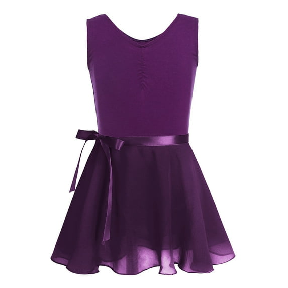 Haitryli Kids Girls Professional Chiffon Skirt Ballet Dance Tutu Dress Ballerinas Competition Classic Dancewear Dark Purple 5-6