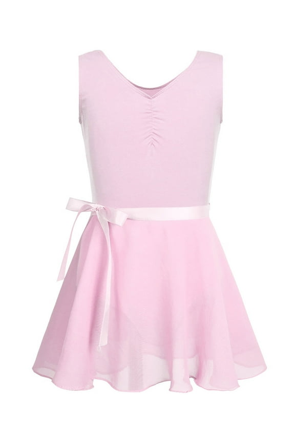 Kids Girls Professional Chiffon Skirt Ballet Dance Tutu Dress Ballerinas Competition Classic Dancewear Pink 3-4