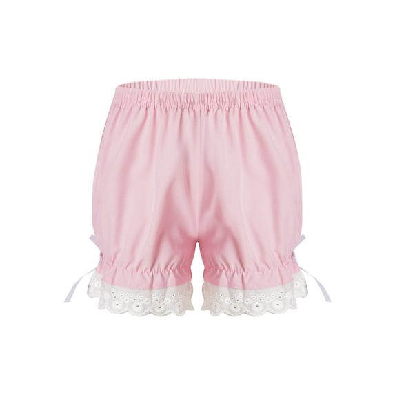 Haitryli Kids Girls Ruffle Bloomer Shorts Lace Up Safety Short Under Party Dress Dance Short Boyshort Pink 9-10