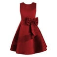 thumbnail image 1 of Haitryli Kids Girls Satin Sleeveless Princess Dress Bowknot Wedding Party Evening Dress Burgundy 12, 1 of 5