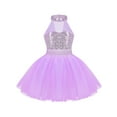 thumbnail image 1 of Haitryli Kids Girls' Sequined Camisole Ballet Tutu Dress Ballerina Leotard Outfit Dance Wear Costumes Lavender 4-5, 1 of 7